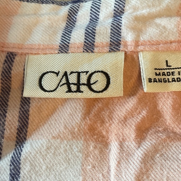 Cato Peach and Black Plaid Button Down Shirt - Picture 6 of 9